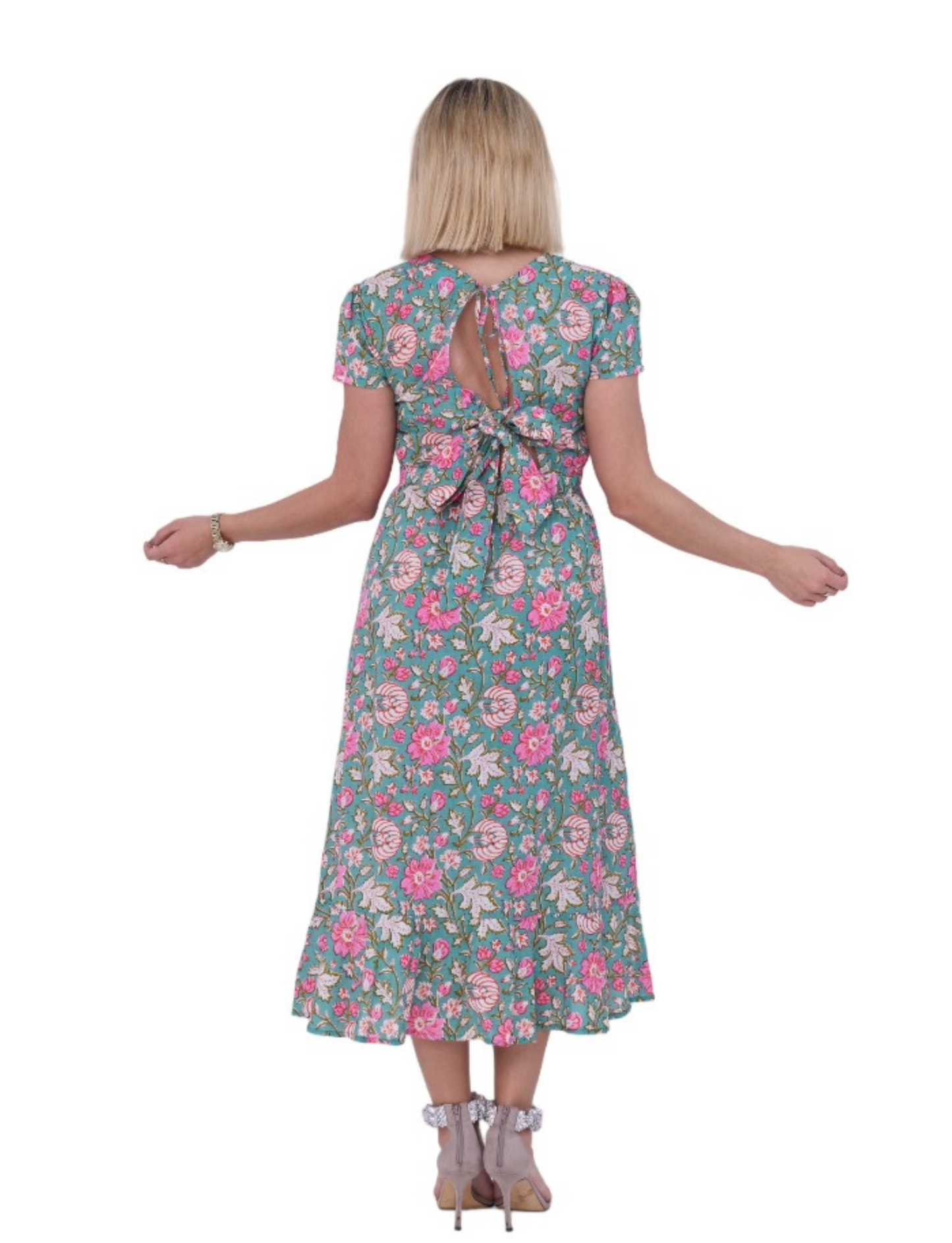 FLORAL DRESS WITH BOW AT THE BACK