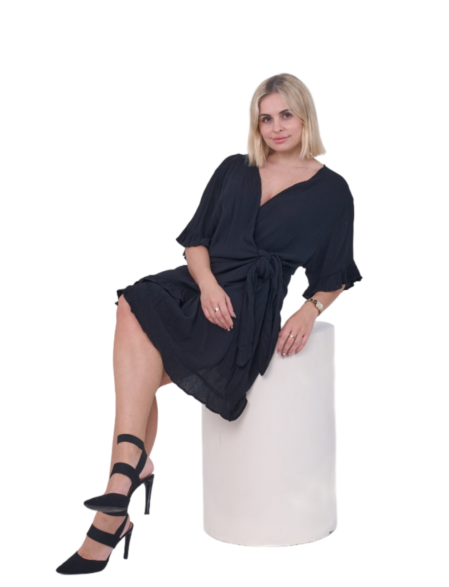 SALMA BLACK WRAP DRESS