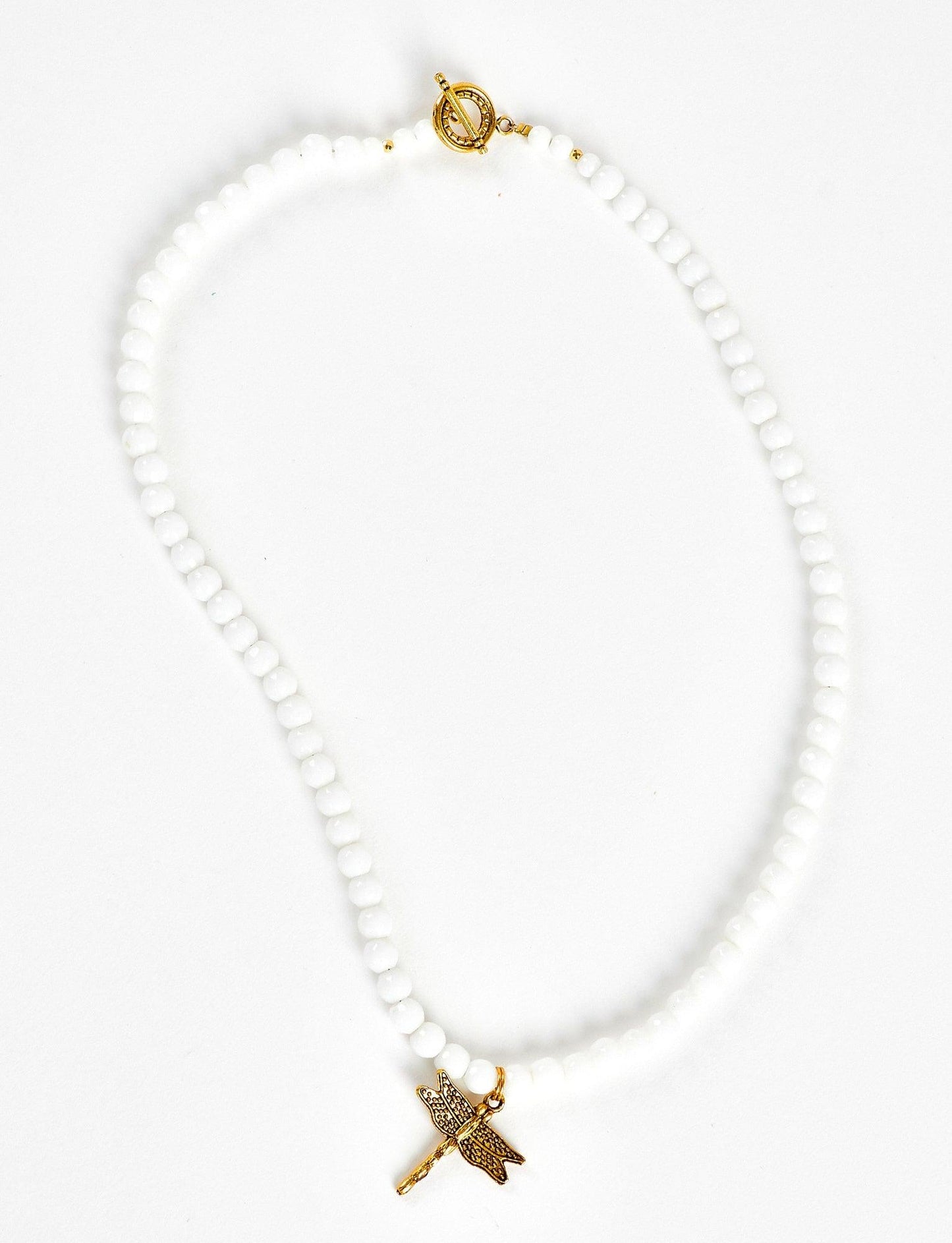 DRAGONFLY BEADED NECKLACE - - Acqua Bonita