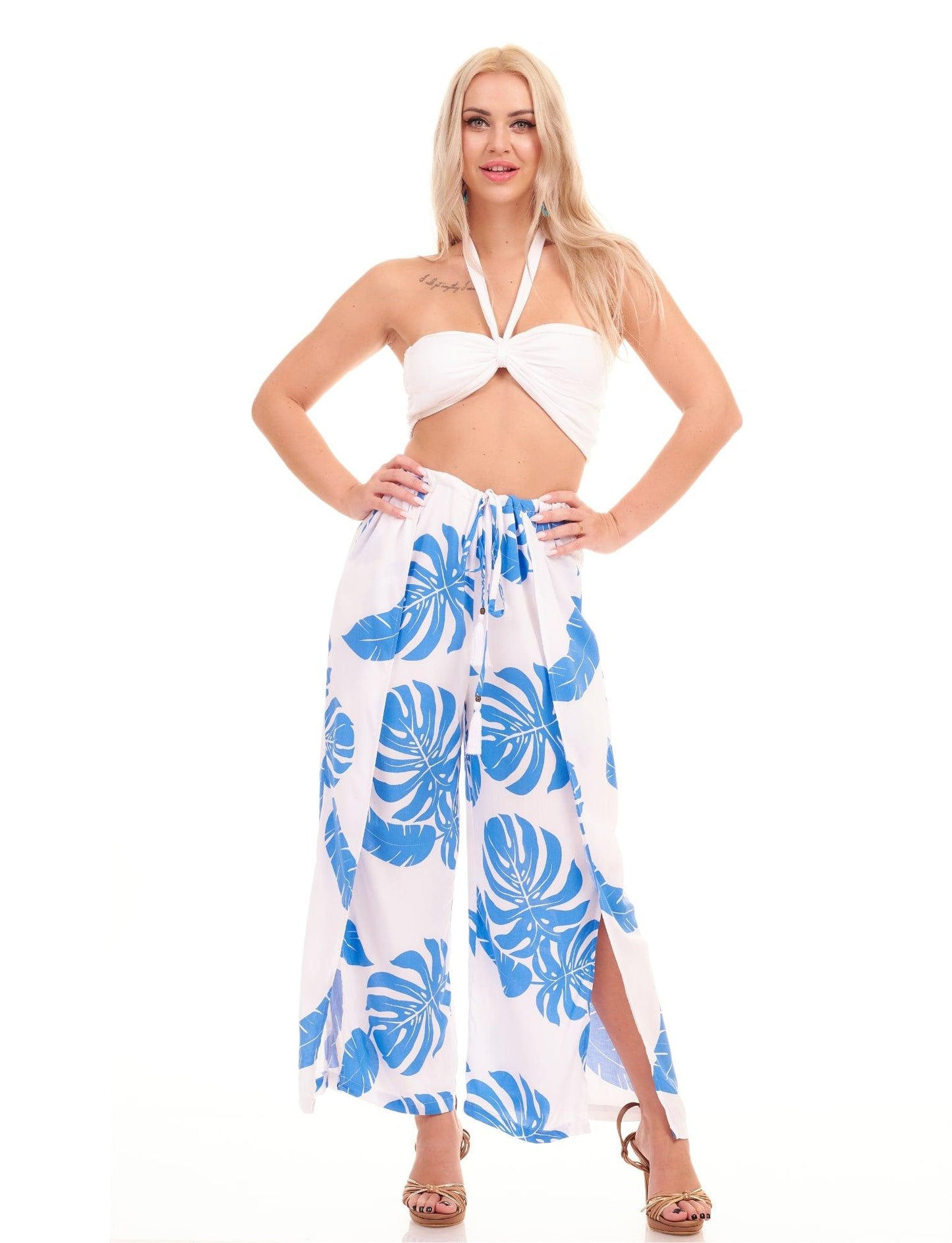 PALAZZO PANTS - TROPICAL PRINT - Woman - Acqua Bonita
