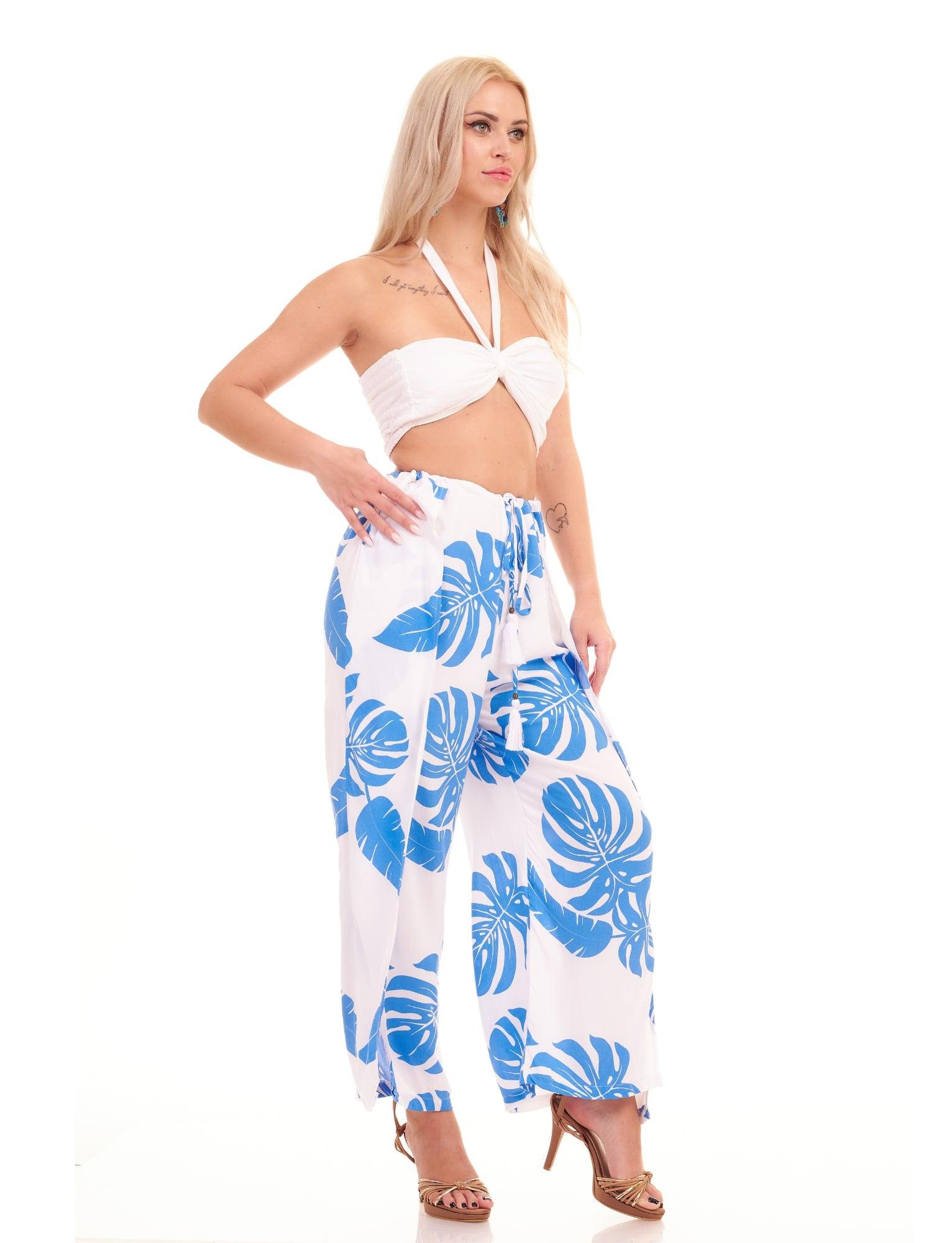 PALAZZO PANTS - TROPICAL PRINT - Woman - Acqua Bonita