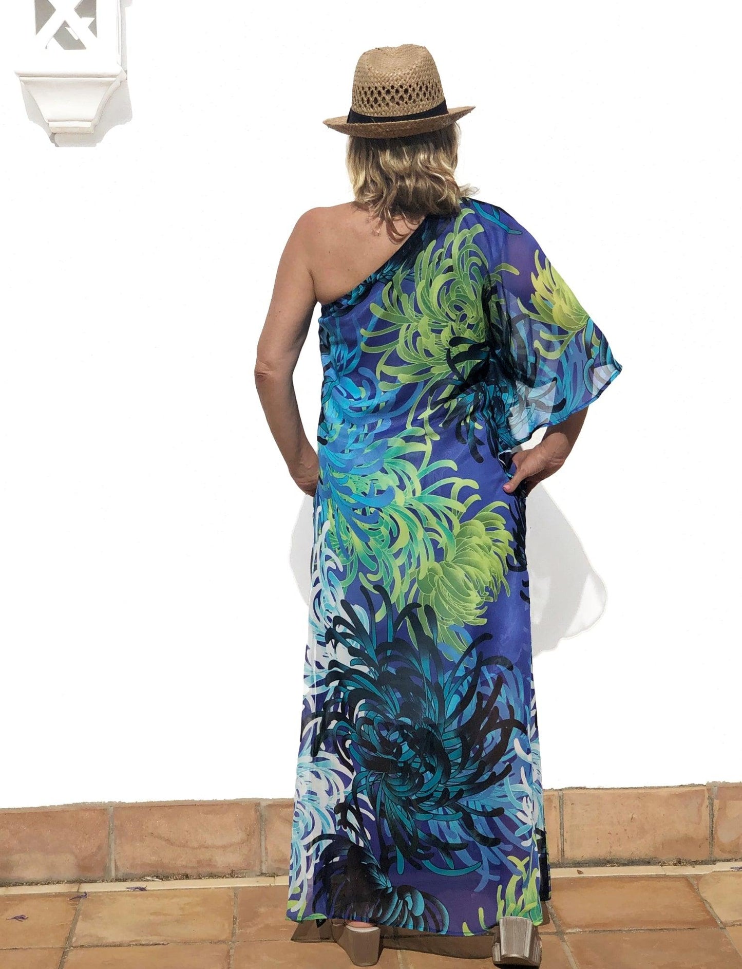RIVIERA ONE SHOULDER MAXI DRESS - OCEAN - - Acqua Bonita
