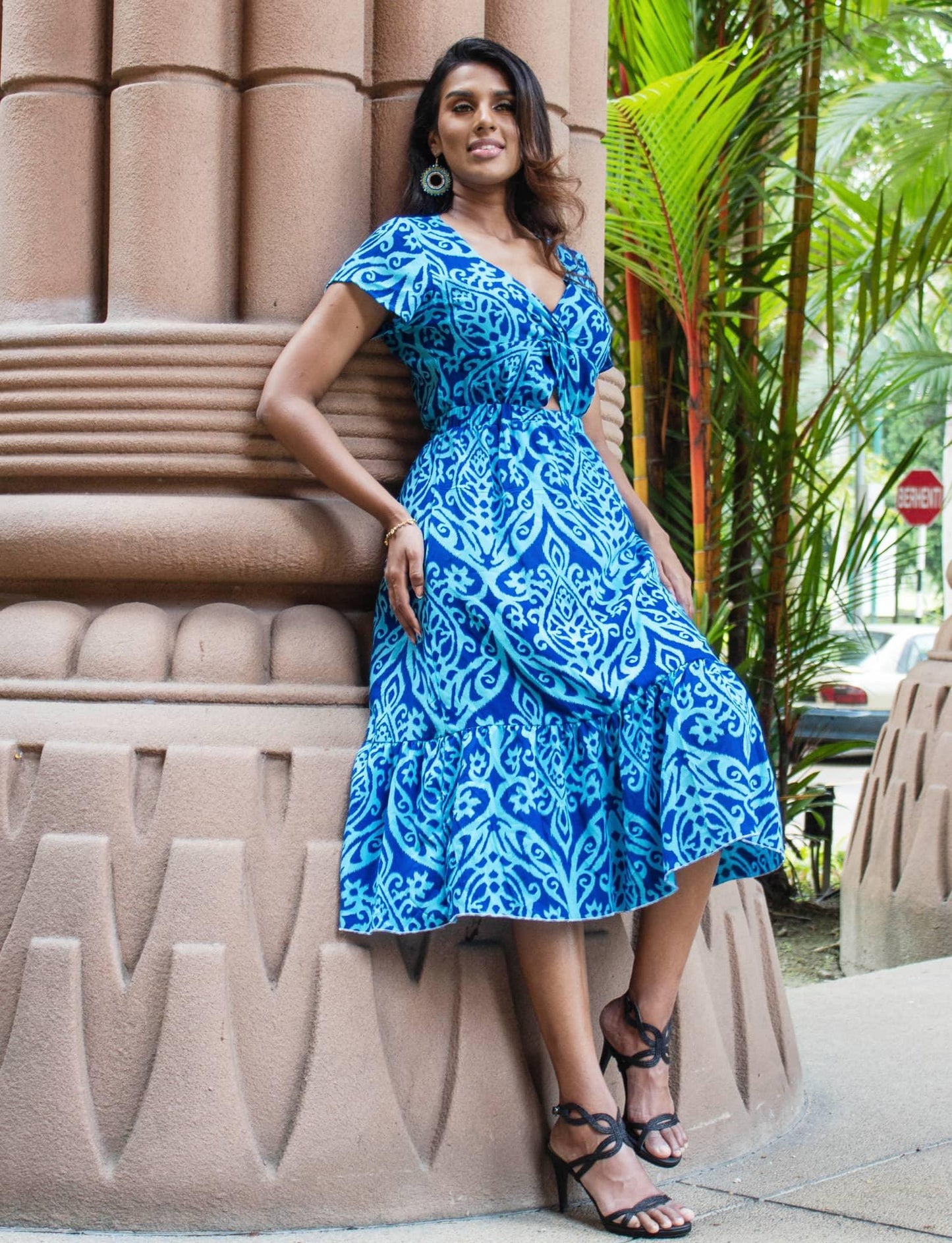ALCANTARA BLUE DRESS WITH FRONT CUT-OUT - Woman - Acqua Bonita