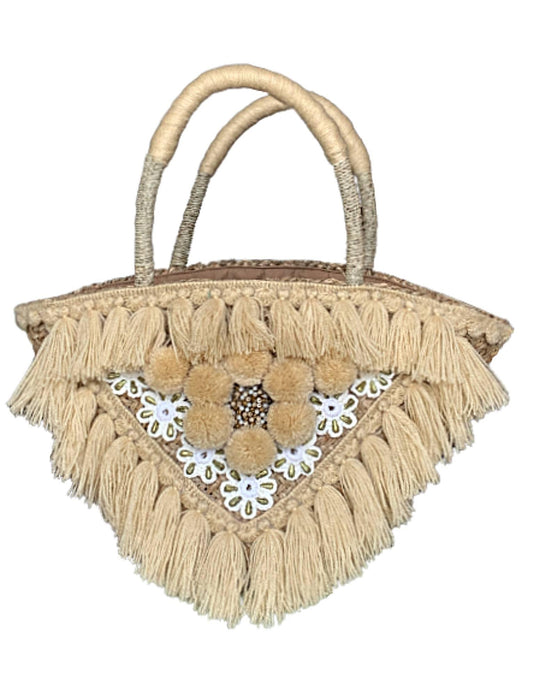 CRISSY RAFFIA TASSEL TOTE - Handbag - Acqua Bonita