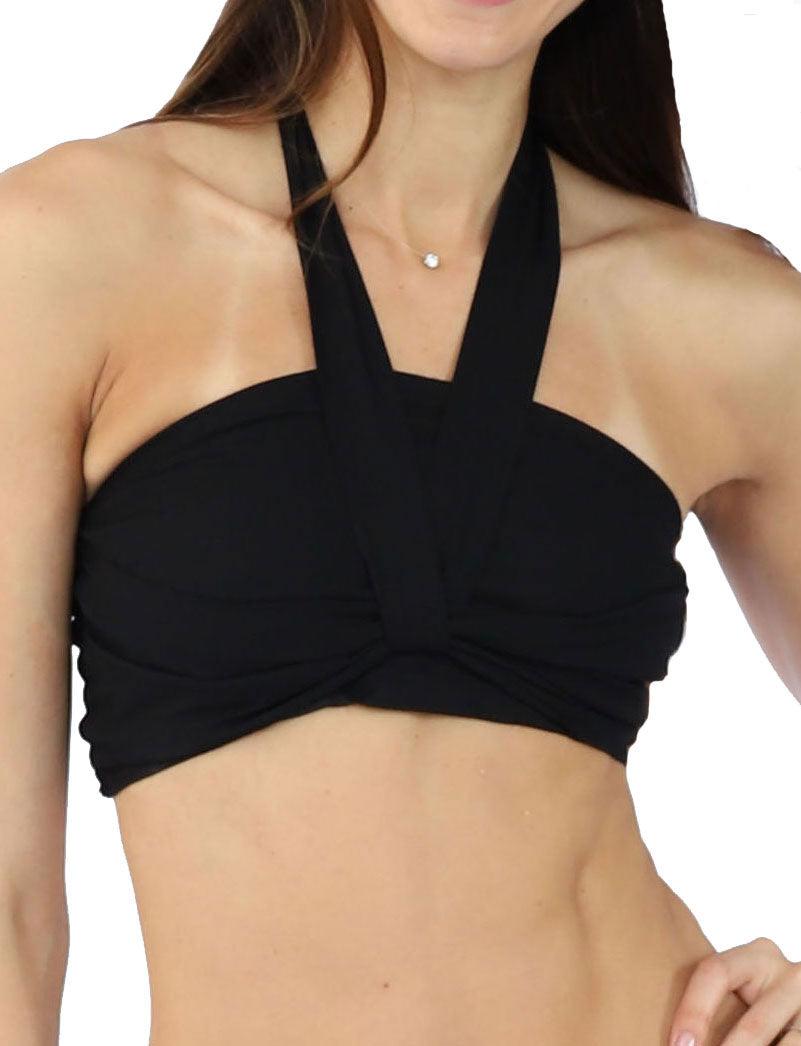 CROPPED BLACK HALTER TOP - Woman - Acqua Bonita