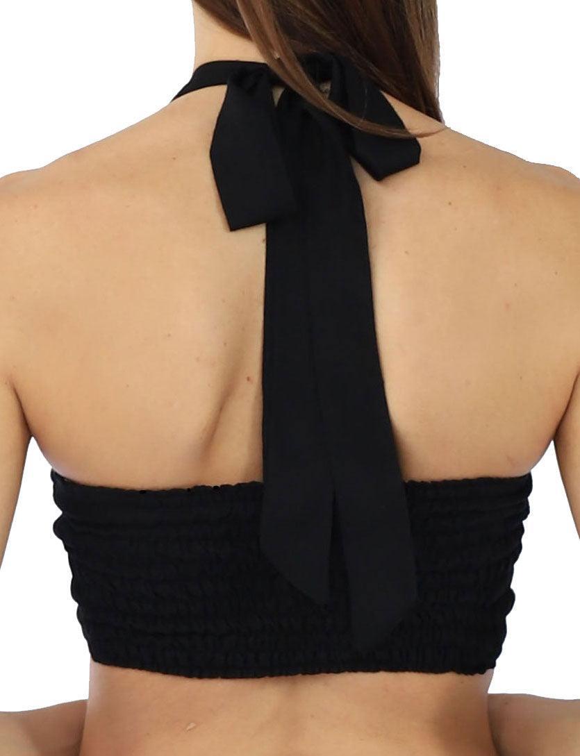 CROPPED BLACK HALTER TOP - Woman - Acqua Bonita