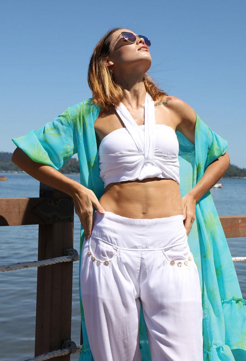 CROPPED WHITE HALTER TOP - Woman - Acqua Bonita