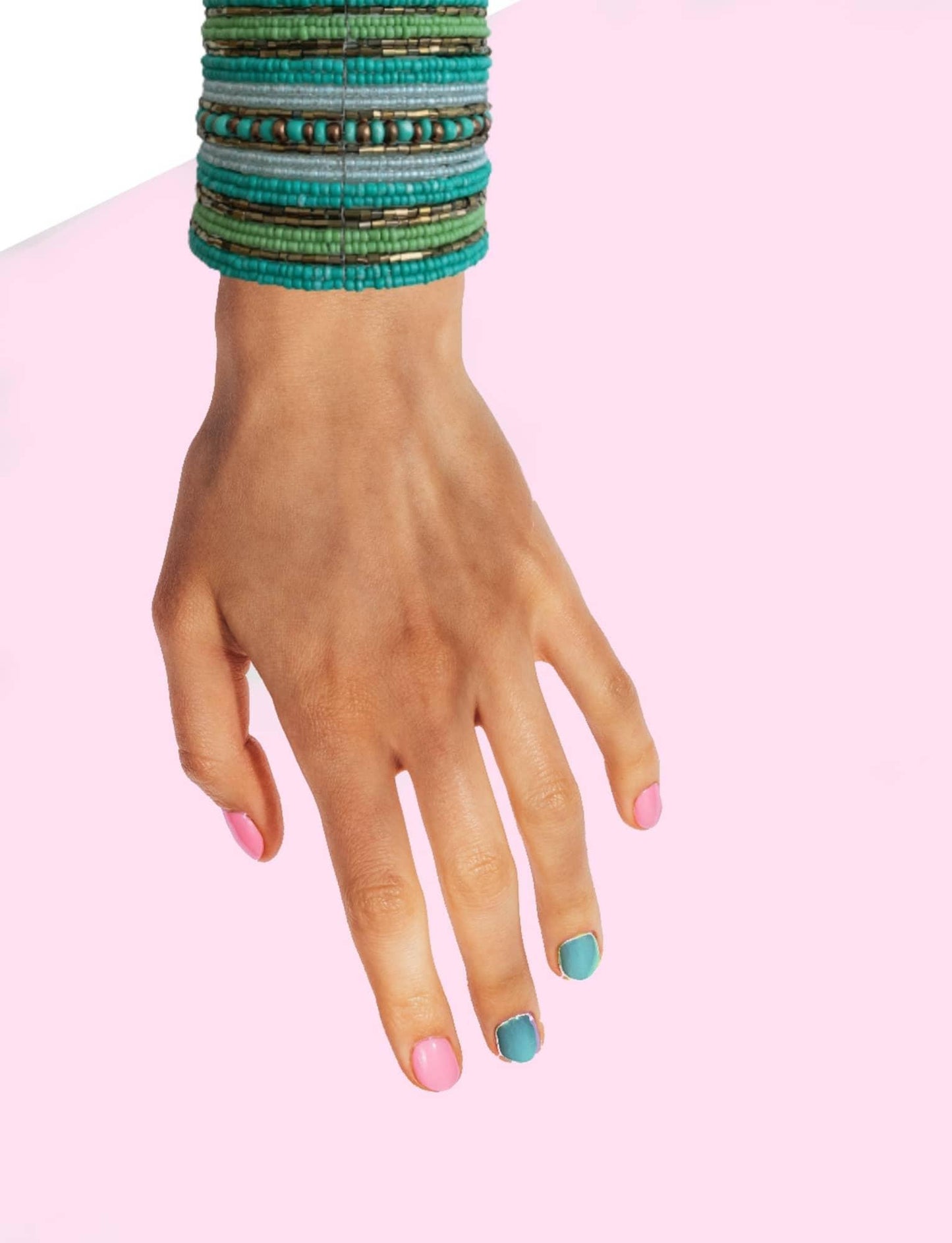 GREEN BEADED CUFF BANGLE - Bracelet - Acqua Bonita