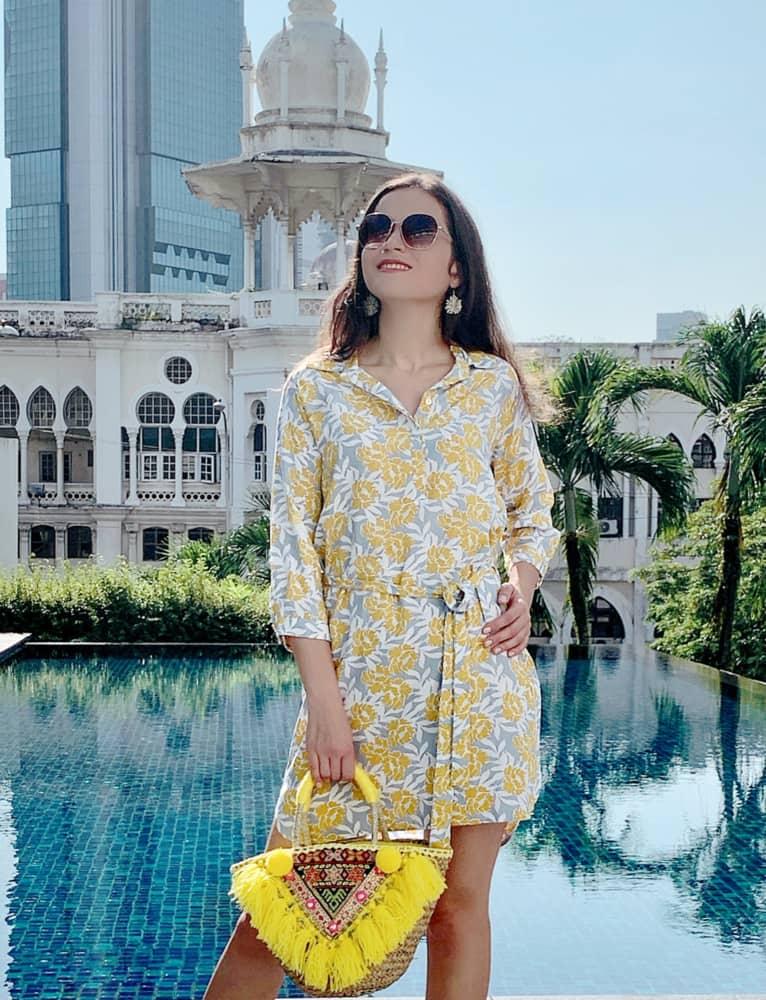 LIMA SHIRT DRESS - SUNFLOWER GARDEN - Woman Dress - Acqua Bonita