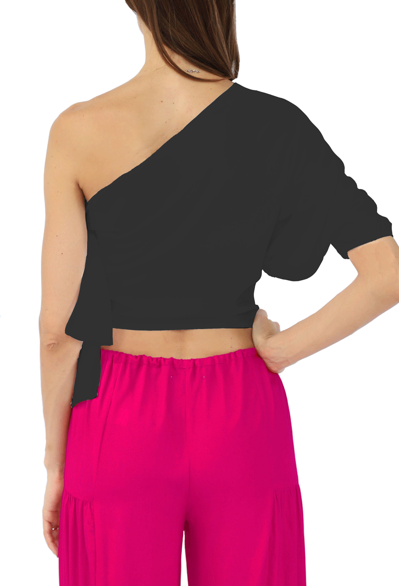 ONE-SHOULDER TOP - BLACK - Woman - Acqua Bonita