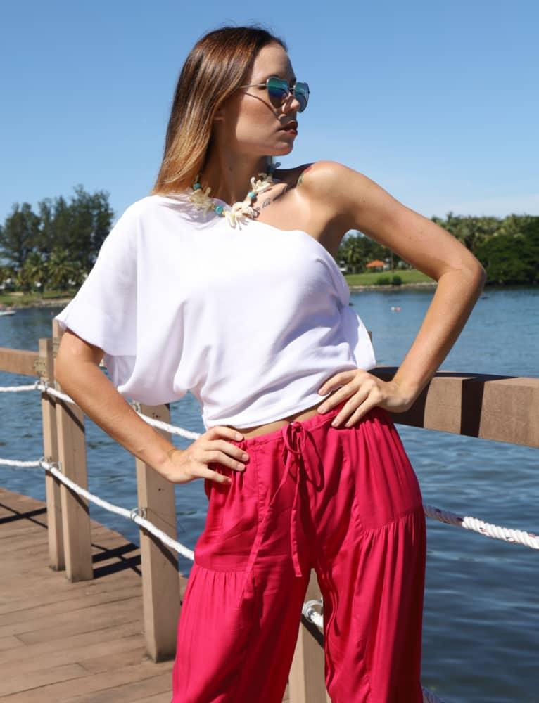 ONE-SHOULDER TOP - WHITE - - Acqua Bonita