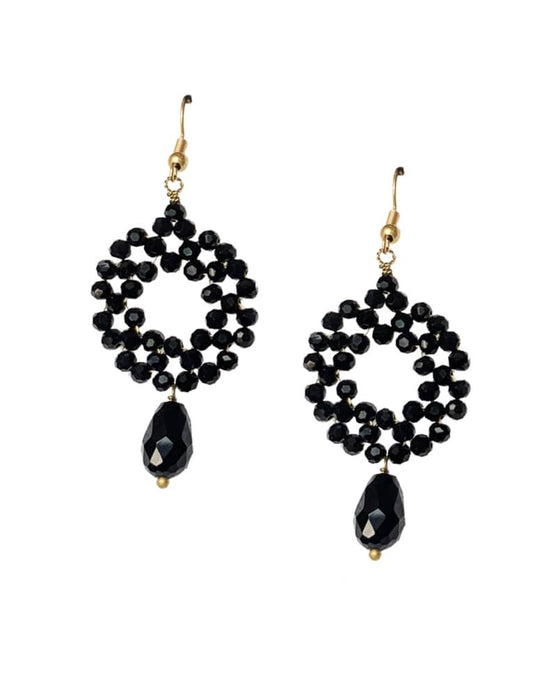 ROUND CHANDELIER EARRINGS - BLACK - - Acqua Bonita