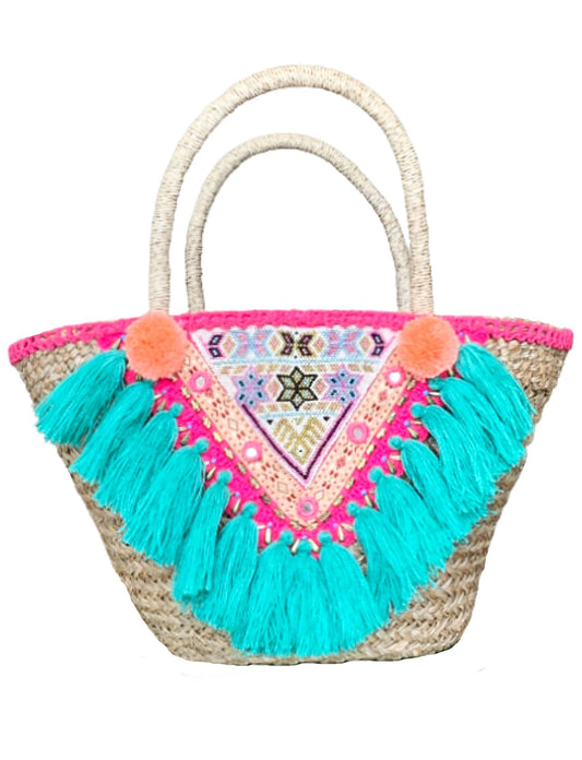 TRACY RAFFIA TOTE BAG - TURQUOISE - Woman - Acqua Bonita