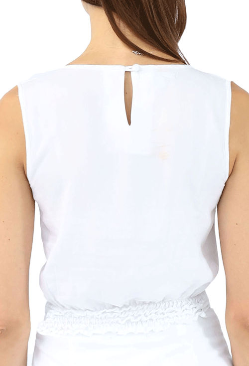 V-NECK KNOTTED WHITE BLOUSE - - Acqua Bonita