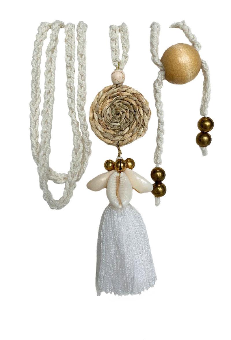 WHITE ADJUSTABLE TASSEL NECKLACE - Woman - Acqua Bonita