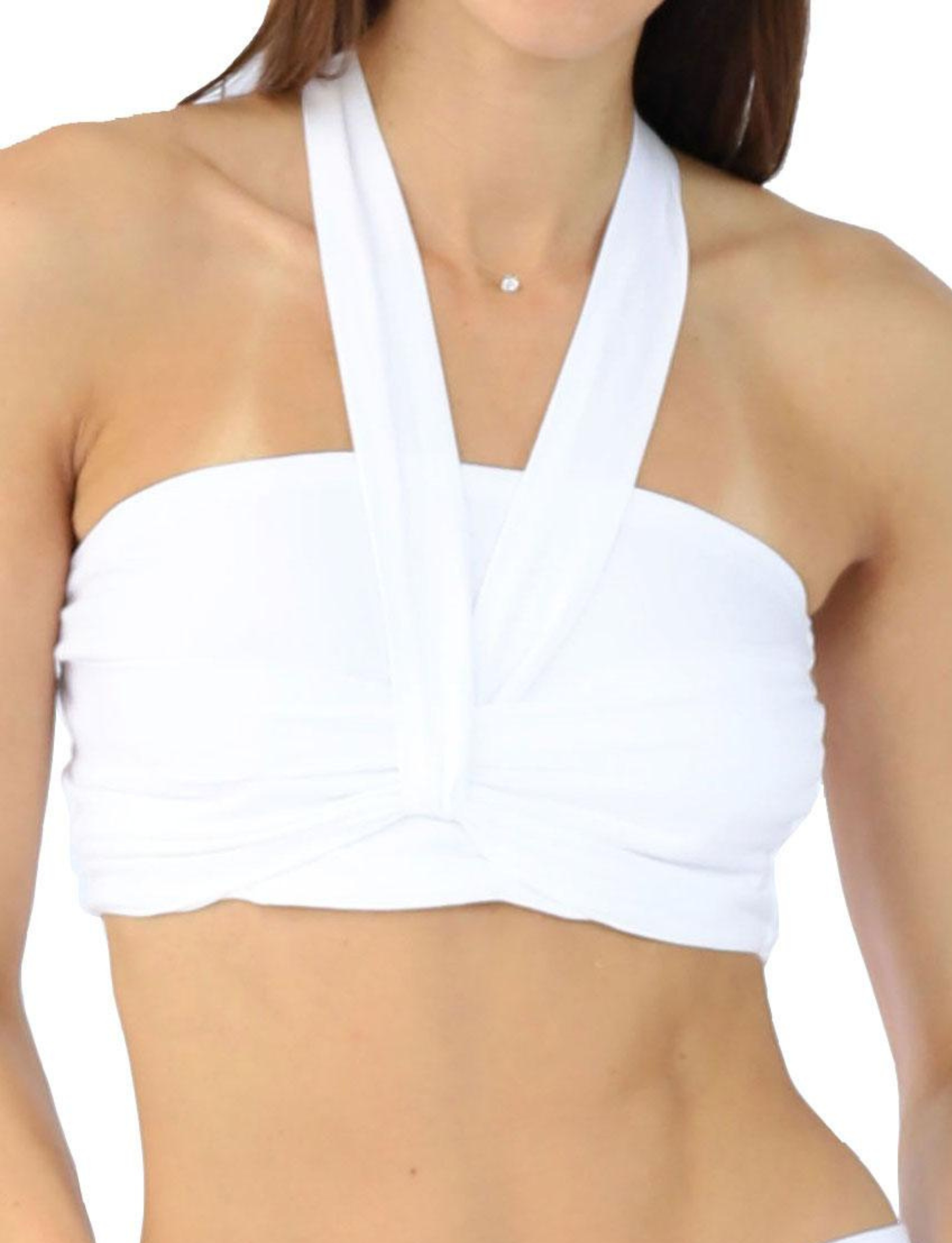 CROPPED WHITE HALTER TOP