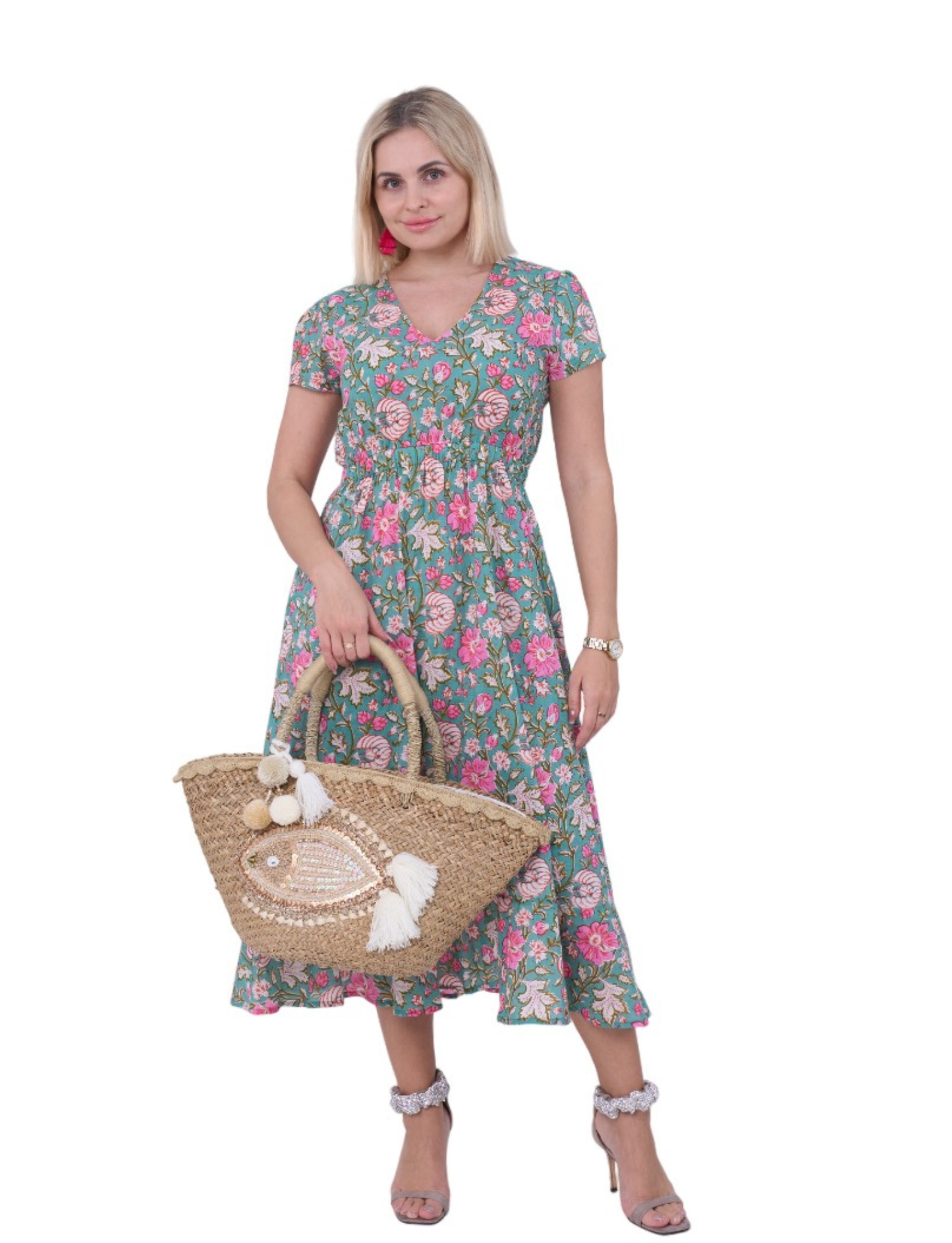 FLORAL DRESS WITH BOW AT THE BACK