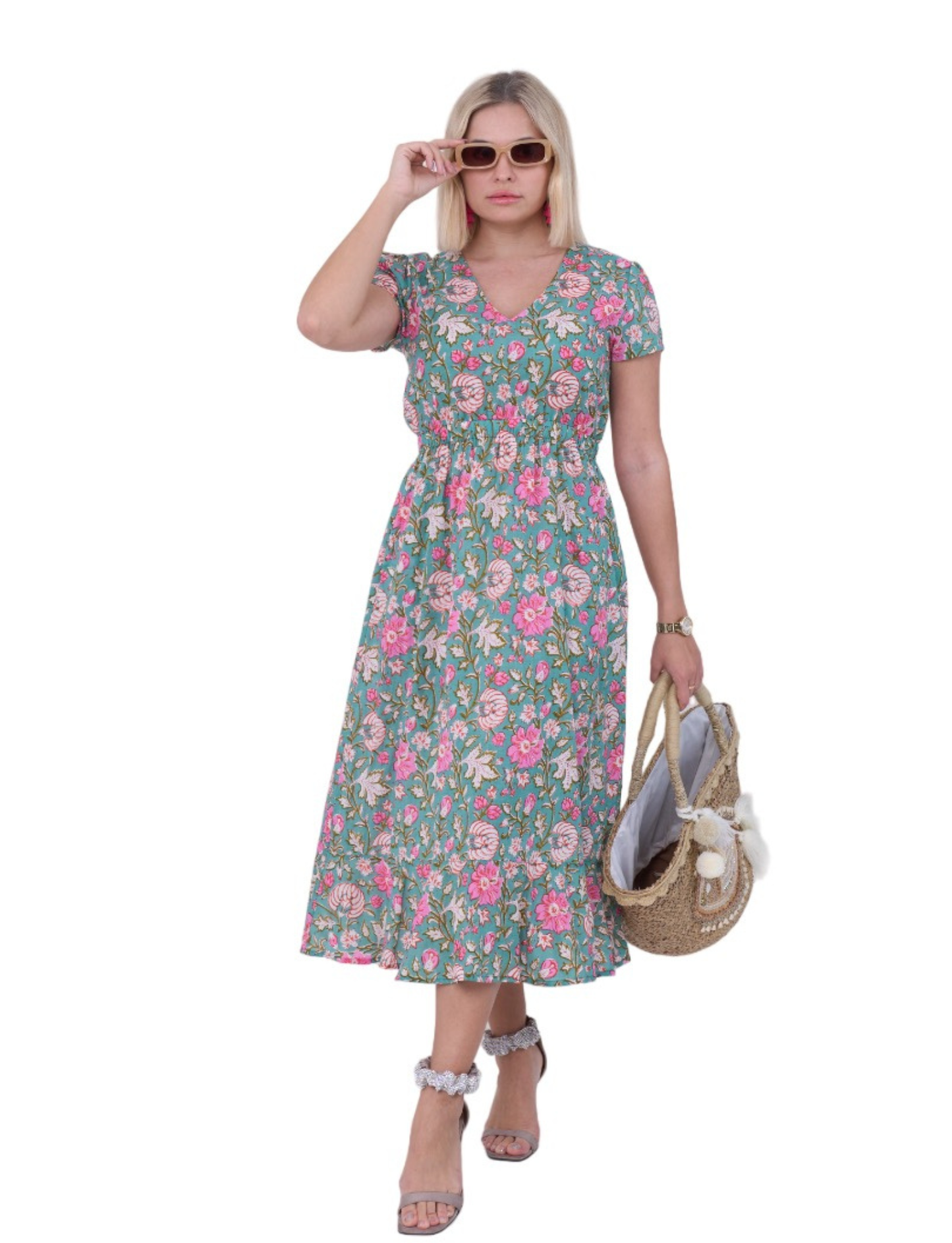 FLORAL DRESS WITH BOW AT THE BACK