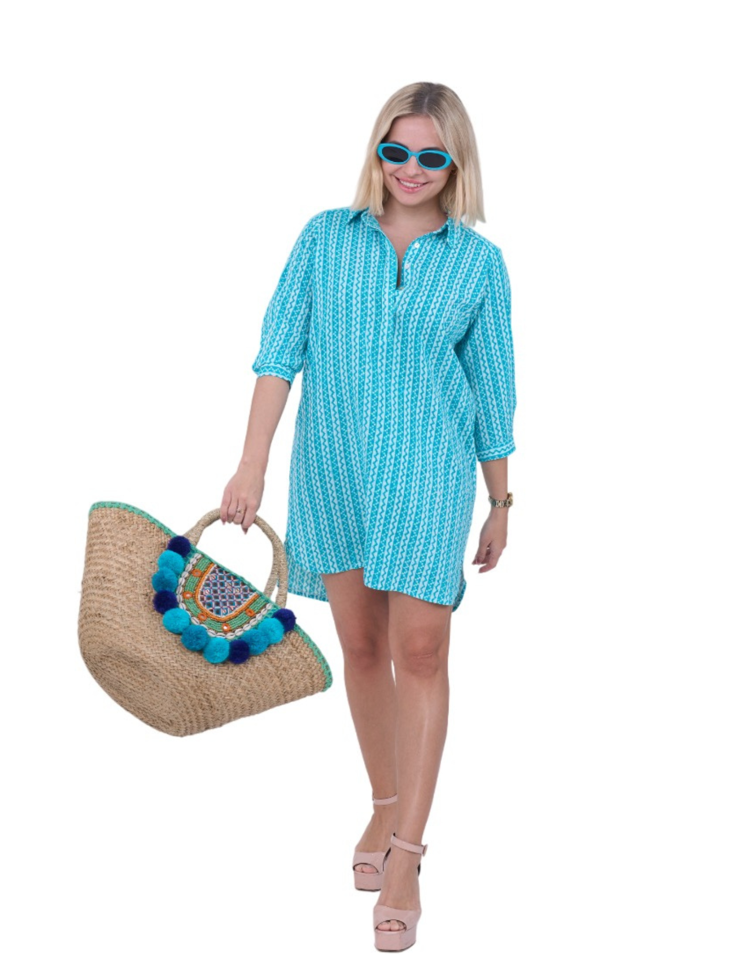 LIMA BLUE STRIPES SHIRT DRESS