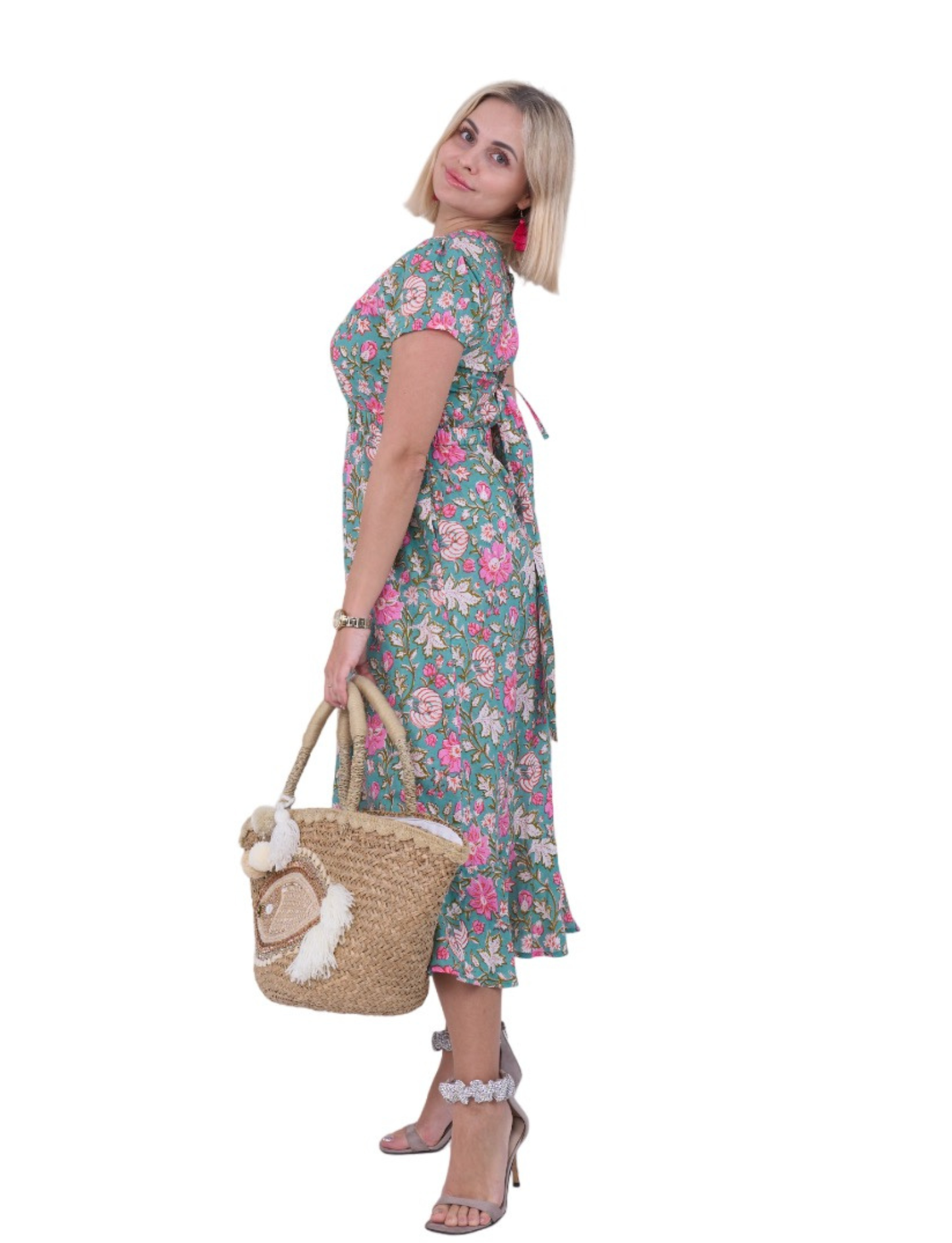 FLORAL DRESS WITH BOW AT THE BACK