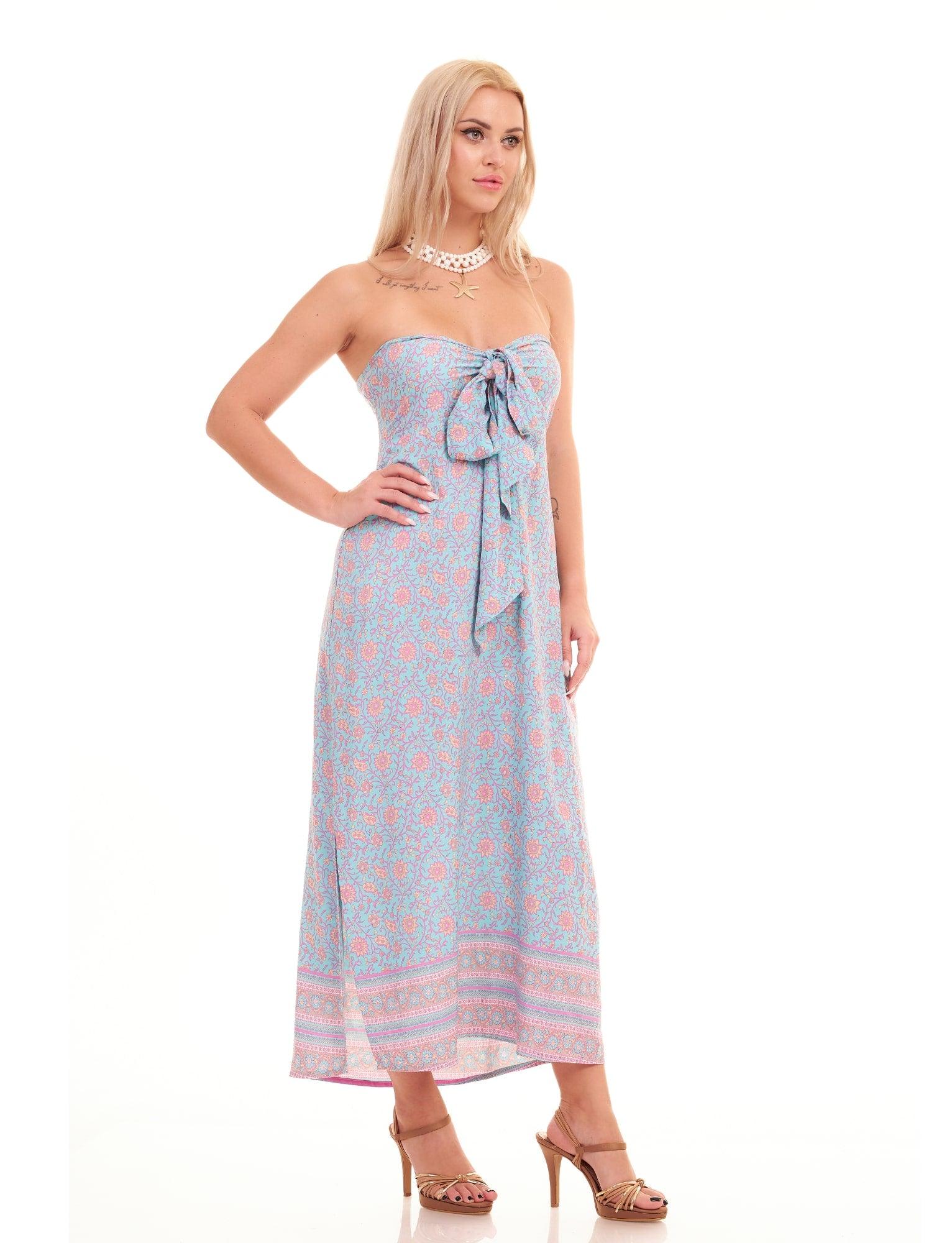 AMALFI DRESS - BLUE FLORAL - Woman Dress - Acqua Bonita