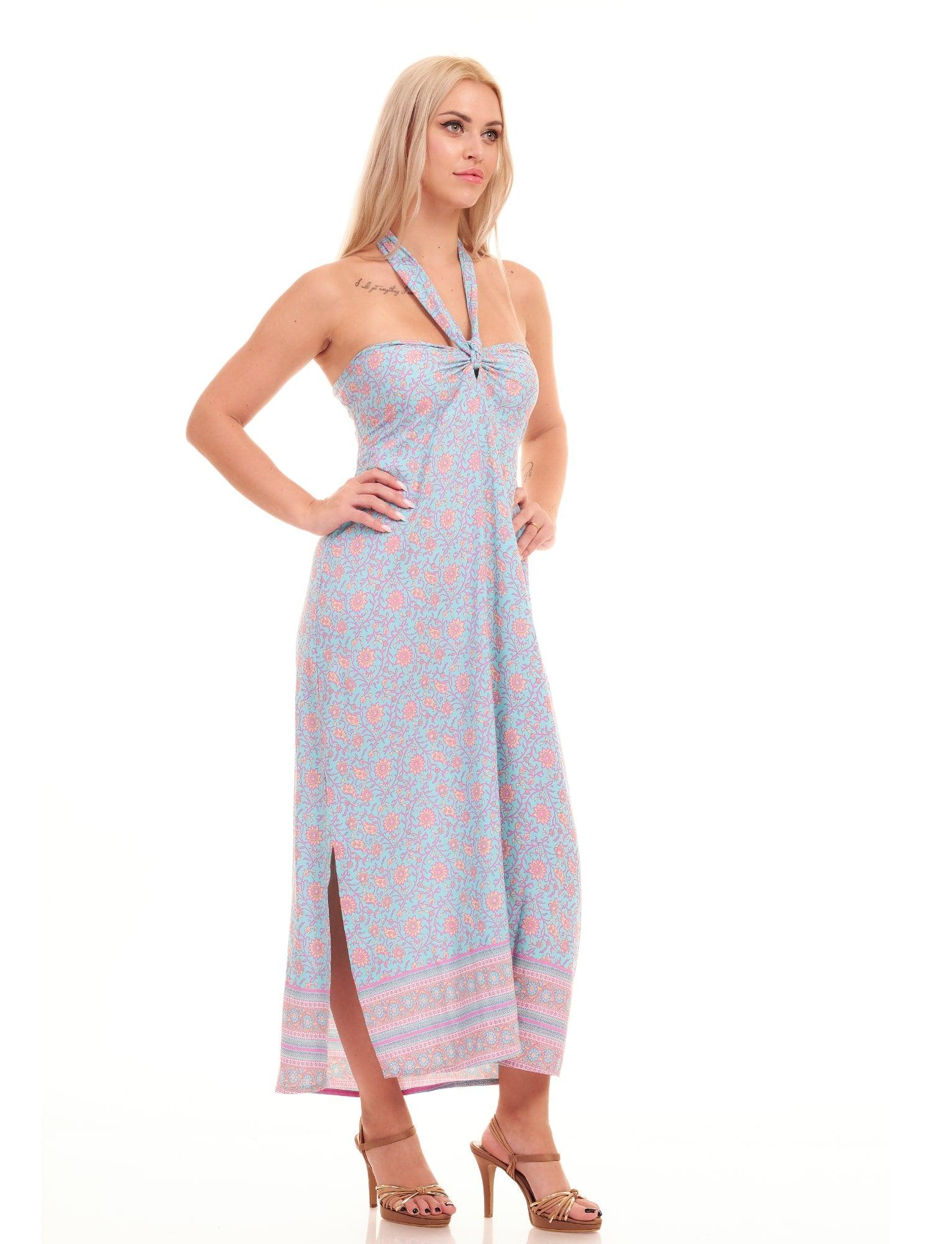AMALFI DRESS - BLUE FLORAL - Woman Dress - Acqua Bonita