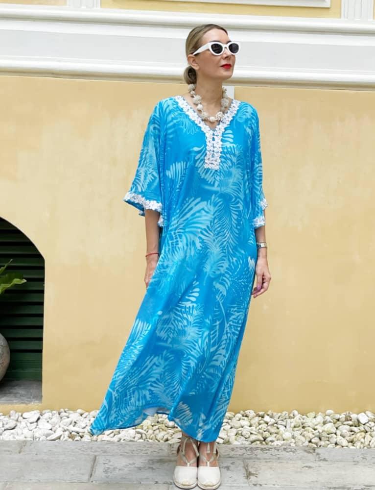 RIVIERA ROYAL BLUE MAXI KAFTAN - Woman - Acqua Bonita