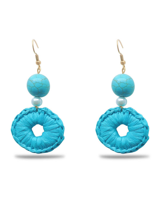Turquoise raffia earrings - Earrings - Acqua Bonita